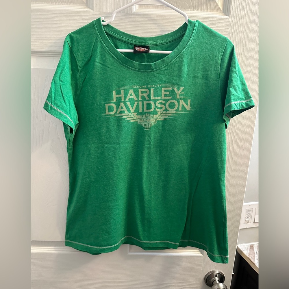 Green Harley Davidson tshirt size large women’s